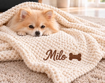Personalized Dog Blanket with Name, Custom Embroidered Pet Blanket, Soft Coral Fleece Dog Blanket, Dog Mom Gifts, New Puppy Gifts, Pet Gift
