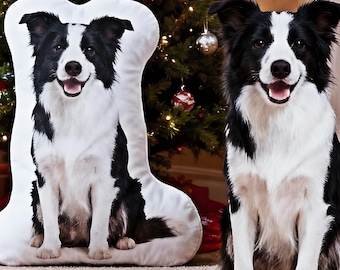 Custom Pet Christmas Pillow, Personalized Pet Photo Plush, Cat Shaped Cushion, 3D Pet Keepsake Gift, Holiday Pet Lover Gift, Xmas Home Decor