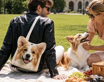 Funny Custom  Pet Photo Canvas Tote Bag, Unique Pet Fashion Accessory, Proud Pet Parent Essential, A Unique Fashion Statement Piece