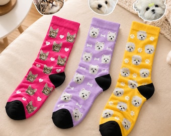 Personalized Pet Socks, Custom Pet Photo Socks, Dog Face Socks, Cat Face Socks, Custom Dog Socks, Custom Cat Socks, Pet Lover Gift, Pet Dad