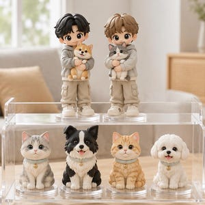 Custom 3D Pet Figurine from Photo, Personalized Dog Cat Statue, Handmade Resin Pet Memorial Keepsake, Pet Lover Gift, Unique Pet Portrait