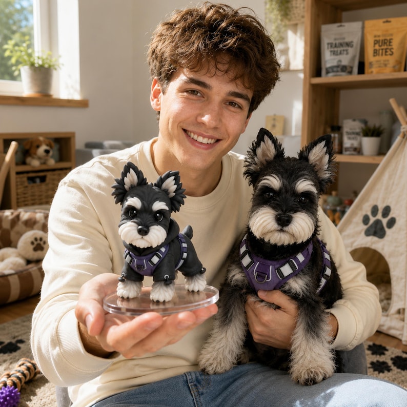 Custom Human and Pet Figurine from Photo, Personalized Dog Cat Statue, Handmade Resin Keepsake Gift, Pet Memorial Decor for Pet Lovers Gift image 1