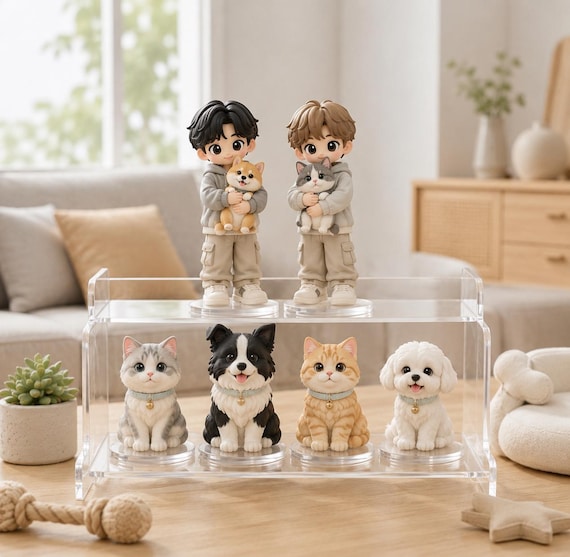 Custom 3D Pet Figurine from Photo, Personalized Dog Cat Statue, Handmade Resin Pet Memorial Keepsake, Pet Lover Gift, Unique Pet Portrait