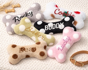 Juguete de peluche personalizado con forma de hueso para perros con nombre bordado, juguete de hueso personalizado con el nombre de la mascota, regalo para cachorros, regalo para cachorros recién nacidos, regalo para mamás perrunas, juguete para perros