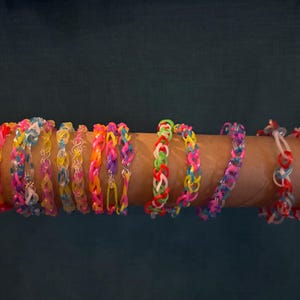 Kid-made rainbow loom bracelets!