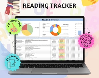 Reading Tracker Spreadsheet Template | Digital Book Log Journal for Google Sheets Excel Planner Gift