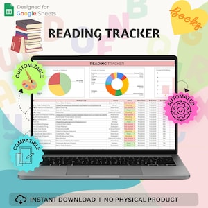 Reading Tracker Spreadsheet Template | Digital Book Log Journal for Google Sheets Excel Planner Gift