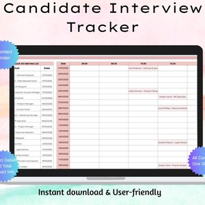 Candidate Interview Tracker Spreadsheet | Interview Planner (Digital Download)
