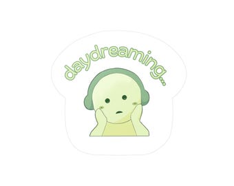 Pegatina del personaje Smiski soñando despierto / Vinilo adhesivo verde pastel (troquelado)