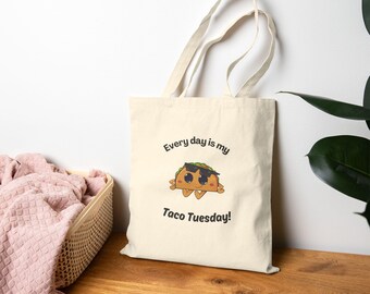 Bolso de mano con ilustración de taco / Bolso de mercado de lona de algodón resistente