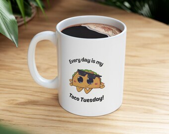 Taza de taco / Taza de café con ilustración de taco alegre