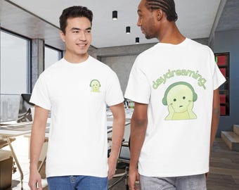 Camiseta con el personaje Smiski Daydreaming / Camiseta con estampado de dibujos animados en verde suave