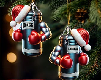 Custom Boxing 2D Acrylic Christmas Ornament 2025 Personalized Name Boxing Lover Decor for Christmas Tree