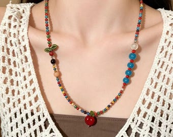 boho ethnic，beaded necklace，handmade oriental jewellery