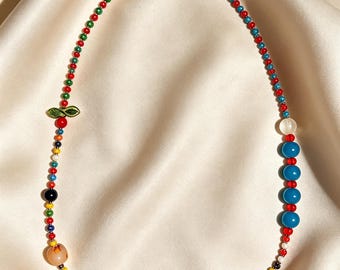 boho ethnic，beaded necklace，handmade oriental jewellery