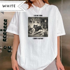 Ideia de presente gótico, humor psicológico, presente para amante de grandes felinos, ideia de presente para dono de animal de estimação, ideia de presente para terapeuta, camiseta de gato desequilibrado, humor niilista