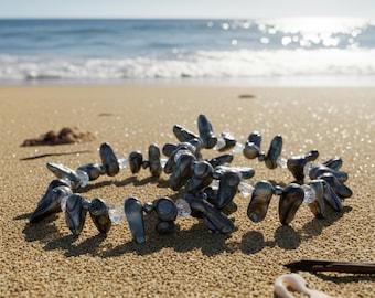 Armband van abaloneschelp, handgemaakte sieraden van abalone, armband met oceaanmotief, verfijnd boho-cadeau, armband met edelstenen in strandstijl, sieraden met oceaanmotief, handgemaakt cadeau