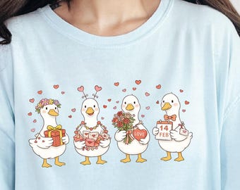 Comfort Colors Goose Valentine T-Shirt, Preppy Animal Lover Gift