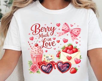 Berry Much in Love T-Shirt | Strawberry Hearts Valentine's Day Tee