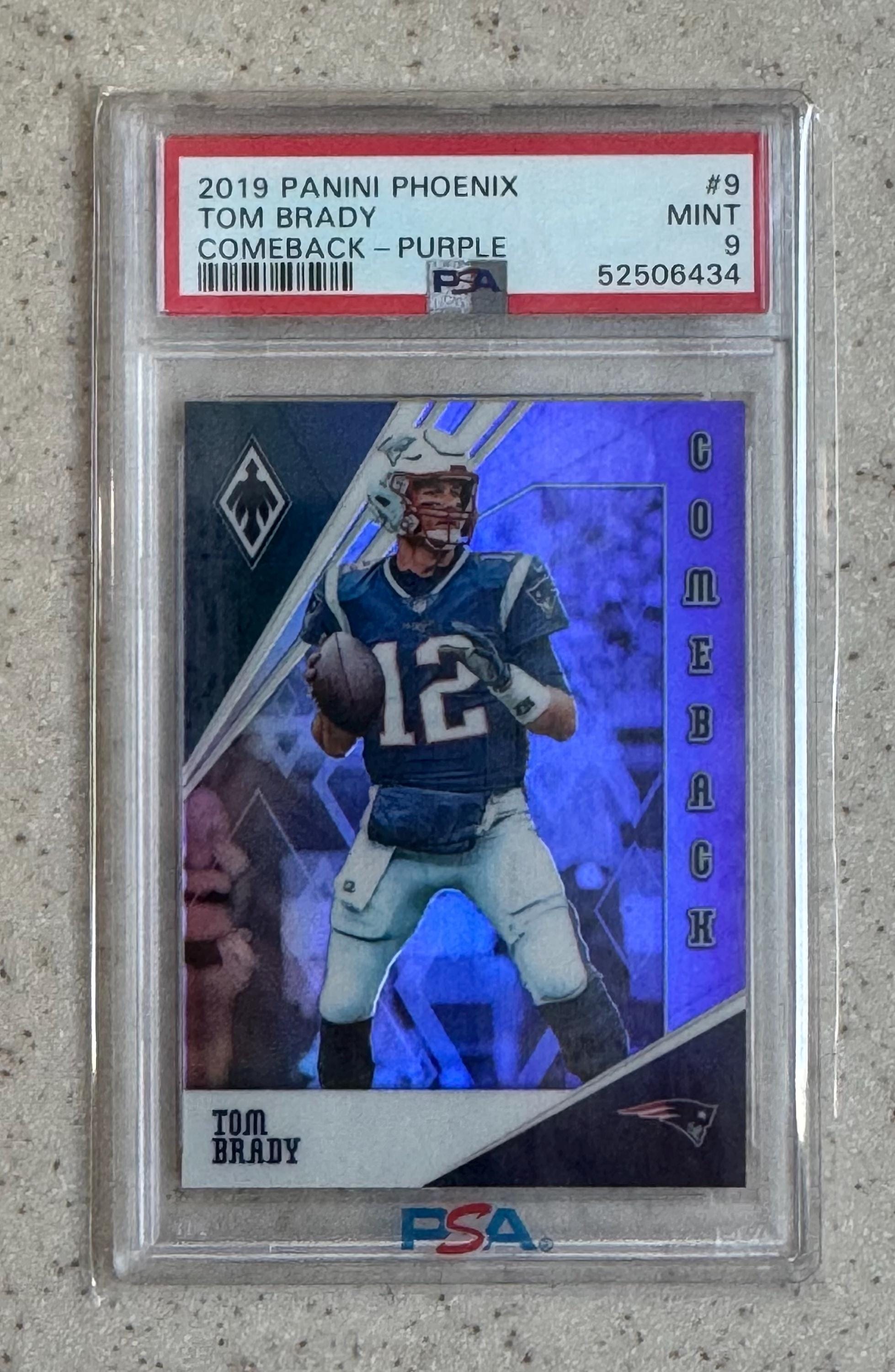 2019 Panini Phoenix Tom Brady Purple Prizm #d/149 PSA 9 Mint New