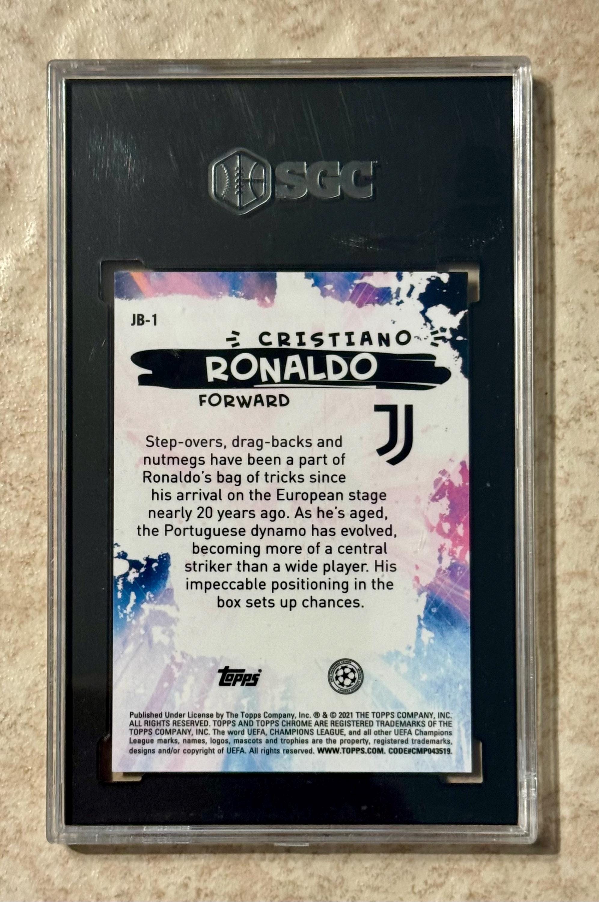 2020-21 Topps Chrome Cristiano Ronaldo Joga Bonito SGC 10 Gem Mint