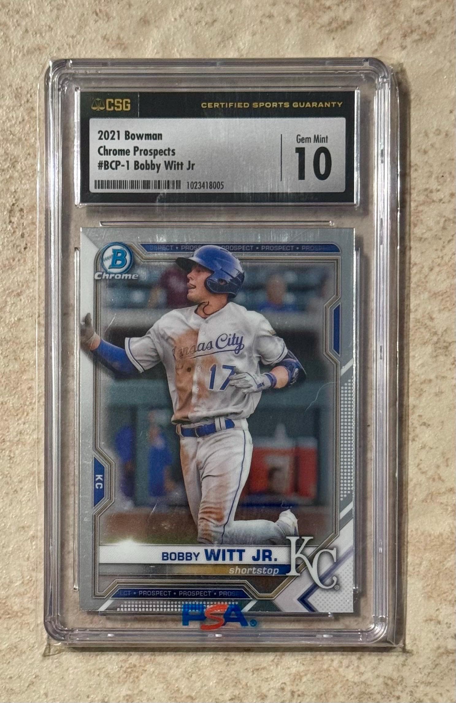 2021 Bowman Chrome Prospects #BCP1 Bobby Witt JR. RC CSG 10 Gem 