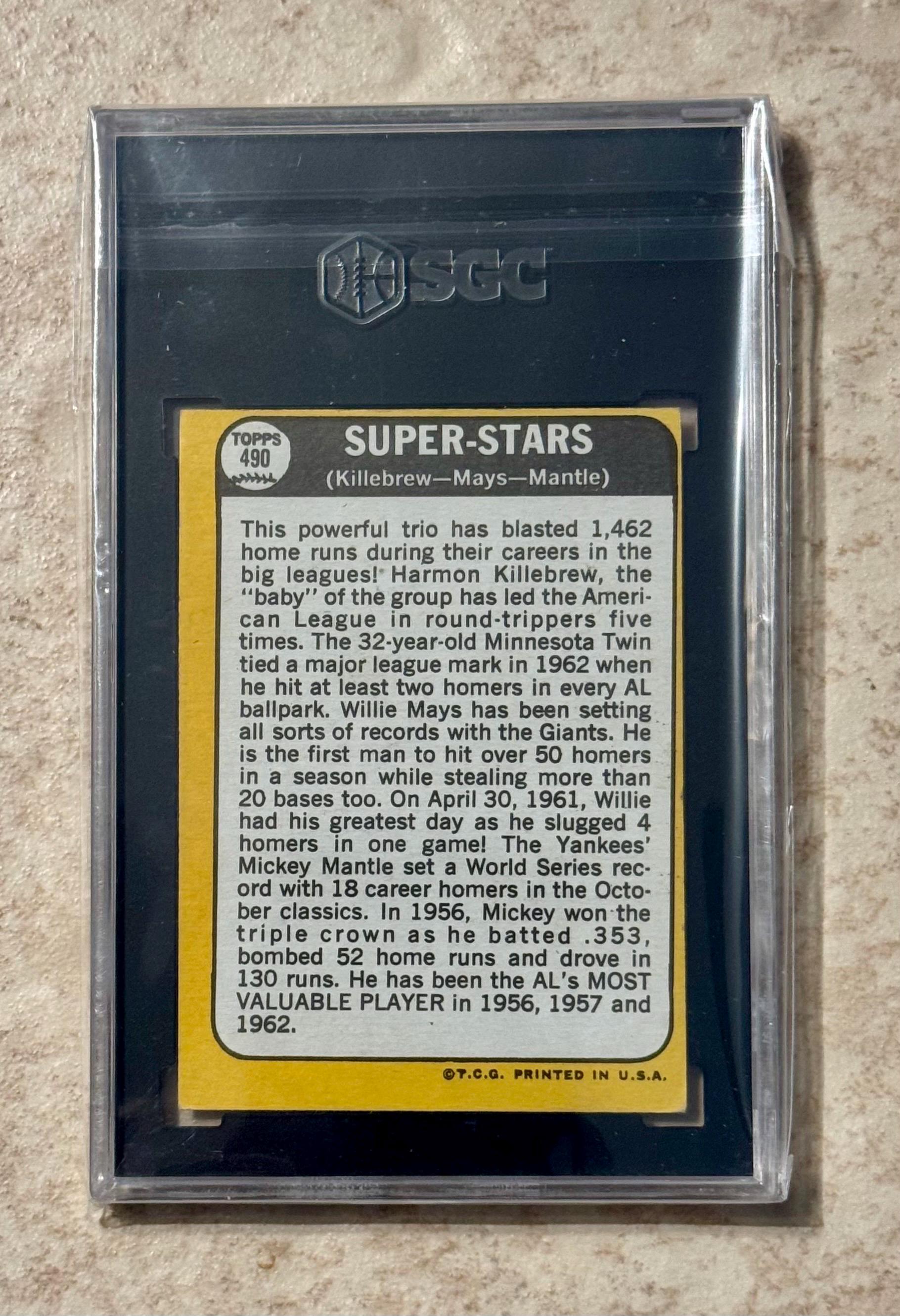 1968 Topps # 490 Super Stars Mickey Mantle Willie Mays Harmon