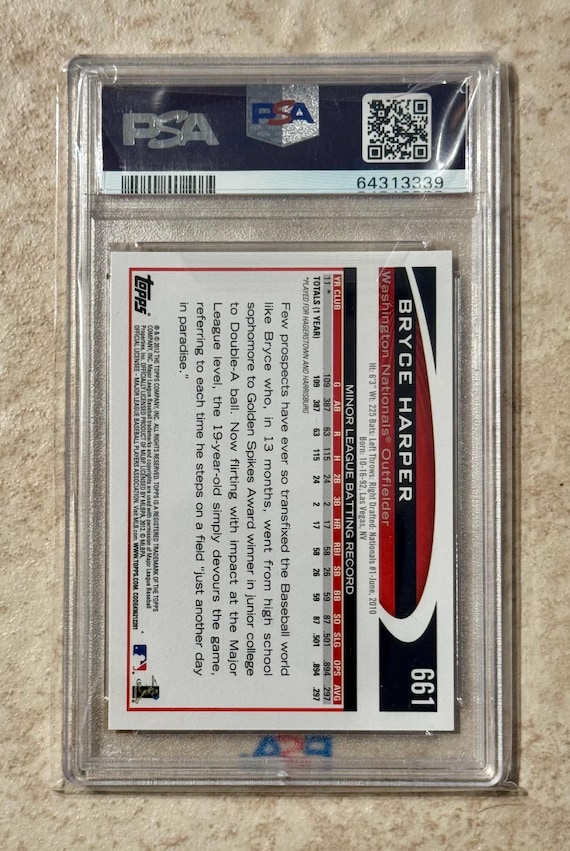 2012 Topps Bryce Harper Rookie #661 PSA 10 Gem Mint Rookie Card RC