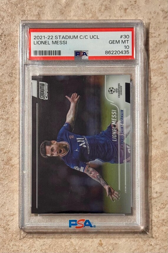 messi graded card Graded: 2022-23 Topps Finest UEFA The Man Superfractors #FTM9 Lionel Youre guaranteed to pull one of the following PSA 10 Lionel Messi Cards Lionel Messi 2021 Topps Stadium