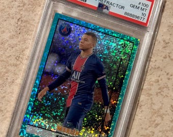 2020-21 Merlin Chrome UCL Kylian Mbappe Aqua Speckle Refractor #d