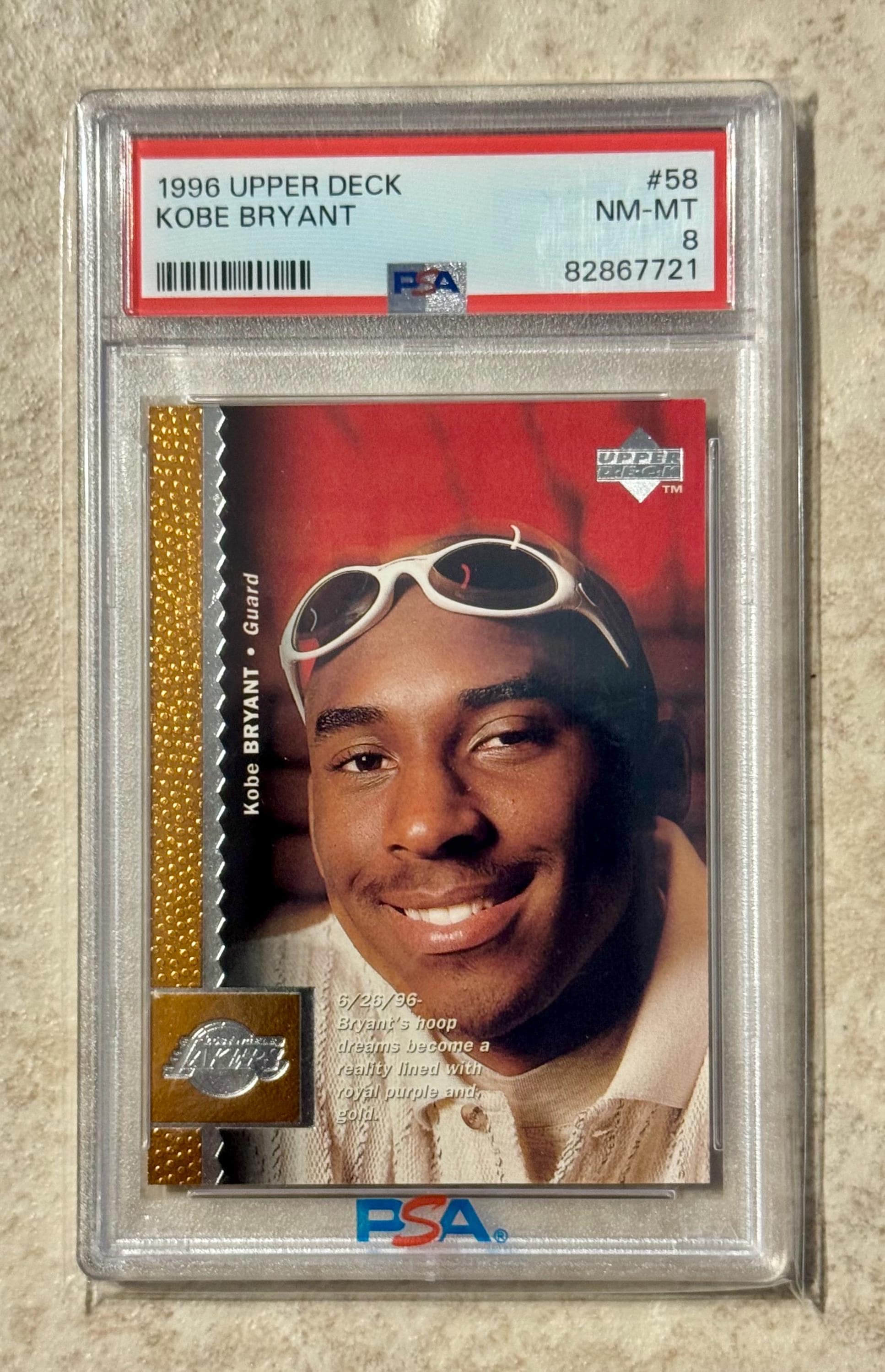 1996 Upper Deck Kobe Bryant #58 Rookie RC PSA 8 - Etsy
