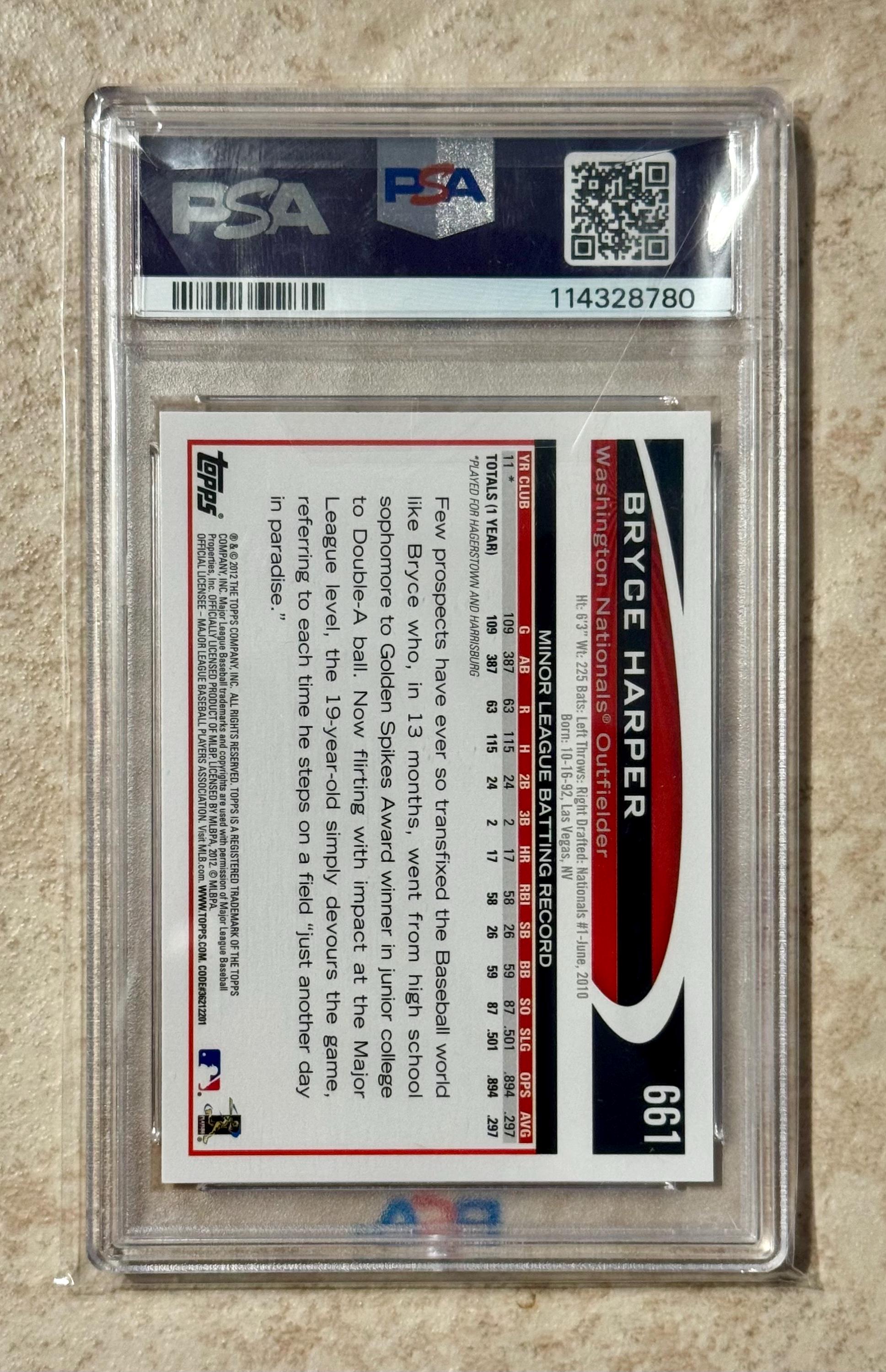 2012 Topps Bryce Harper Rookie RC #661 PSA 9 Mint - Etsy
