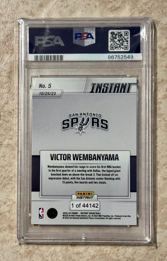 2023 Panini Instant - Victor Wembanyama #5 PSA 10 Gem Mint Rookie