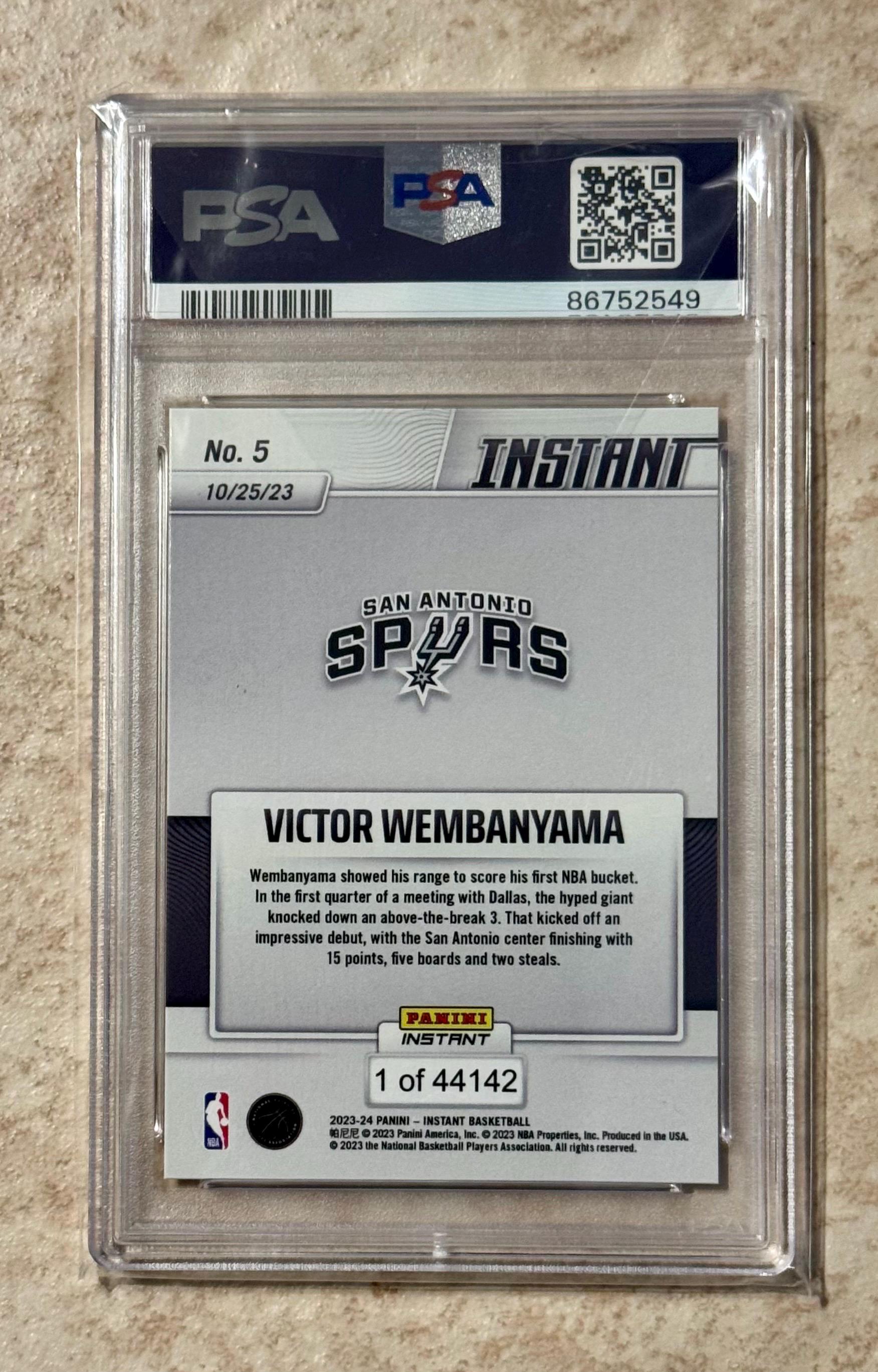 2023 Panini Instant - Victor Wembanyama #5 PSA 10 Gem Mint Rookie 