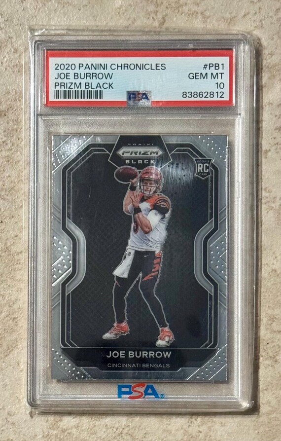 joe burrow graded rookie card 2020 Panini Chronicles Prizm Black PSA 10 Gem Mint Cincinnati Bengals Joe Burrow Autographed 2020 Panini