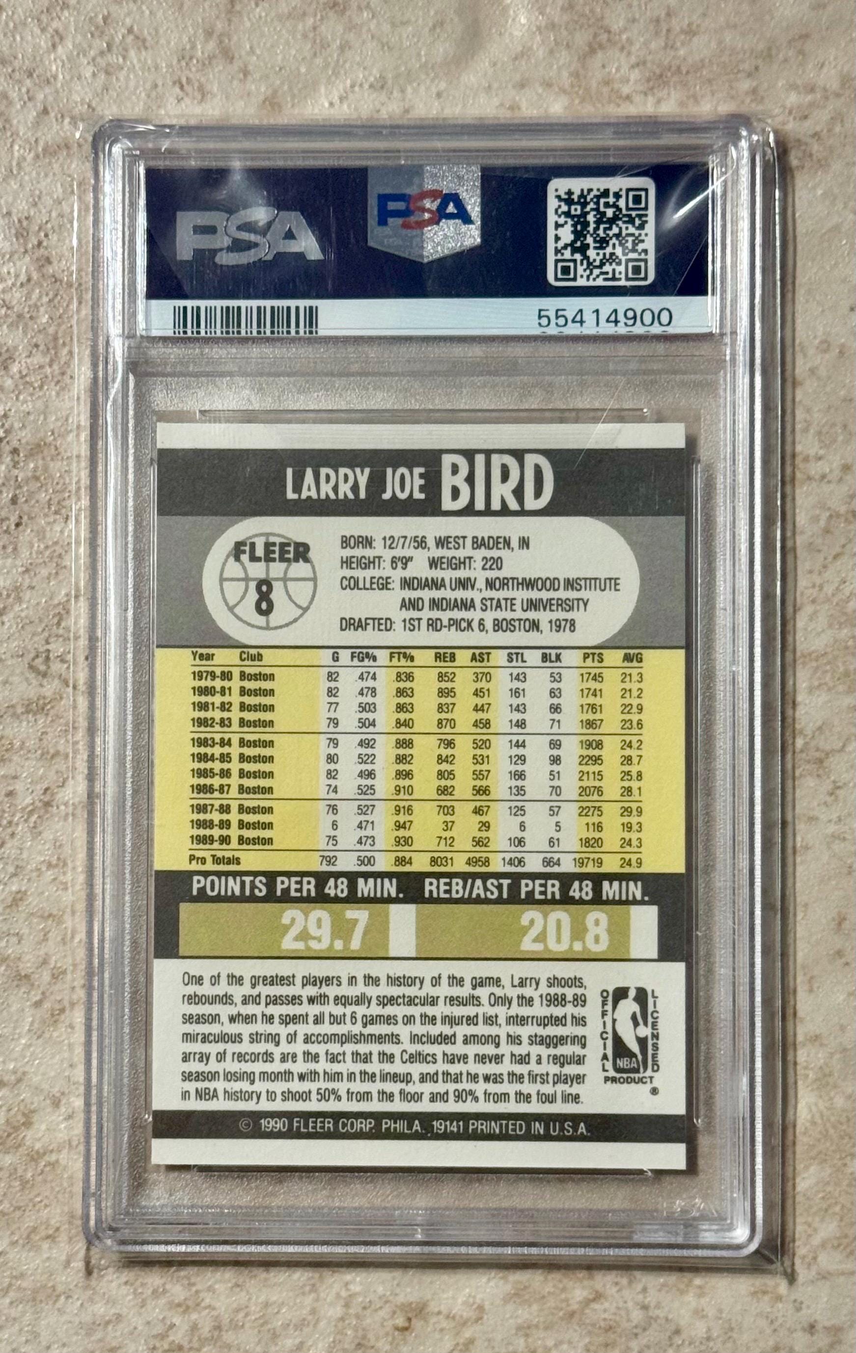 1990 Fleer Larry Bird #8 Boston Celtics PSA 10 Gem Mint - Etsy