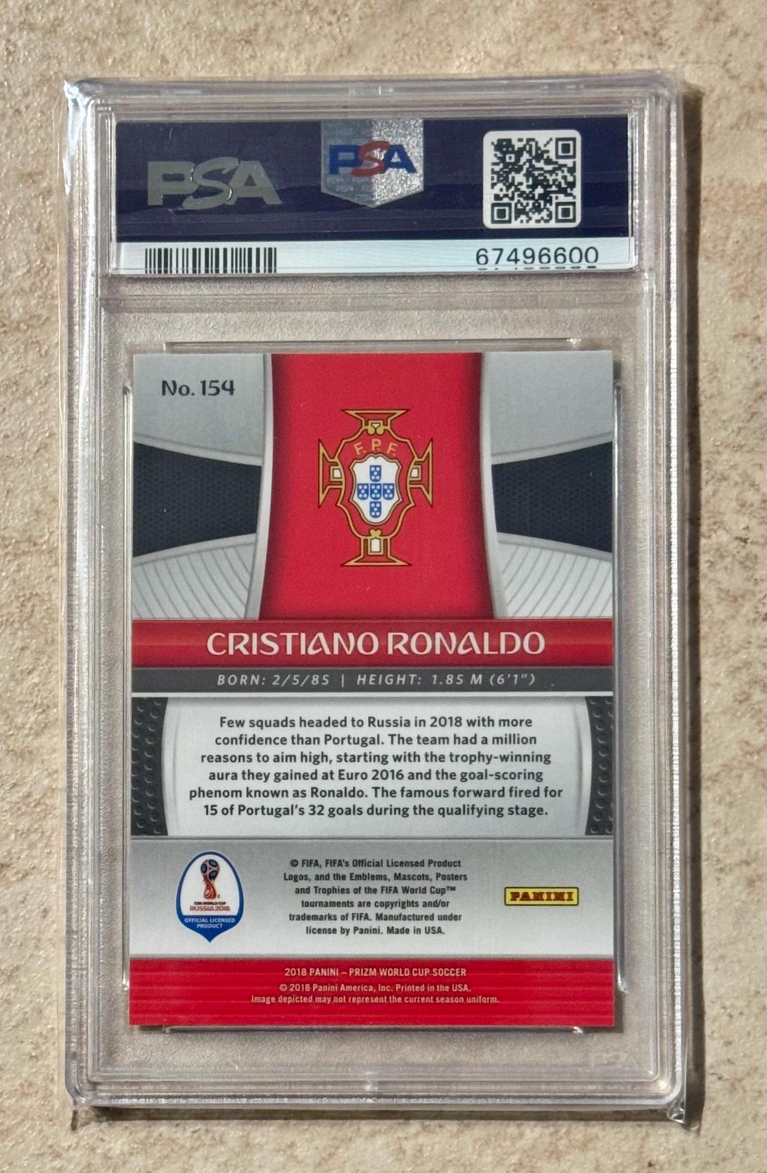 2018 Panini Prizm World Cup Cristiano Ronaldo #154 Portugal PSA 10