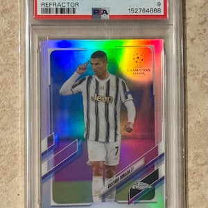 2020 Topps Krom UEFA UCL Cristiano Ronaldo Silver Refraktor #100 PSA 9 Mint