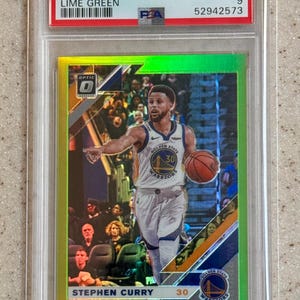 2019 Panini Donruss Optic - Stephen Curry #8 Lime Green Prizm #d/149 PSA 9 Mint Golden State Warriors