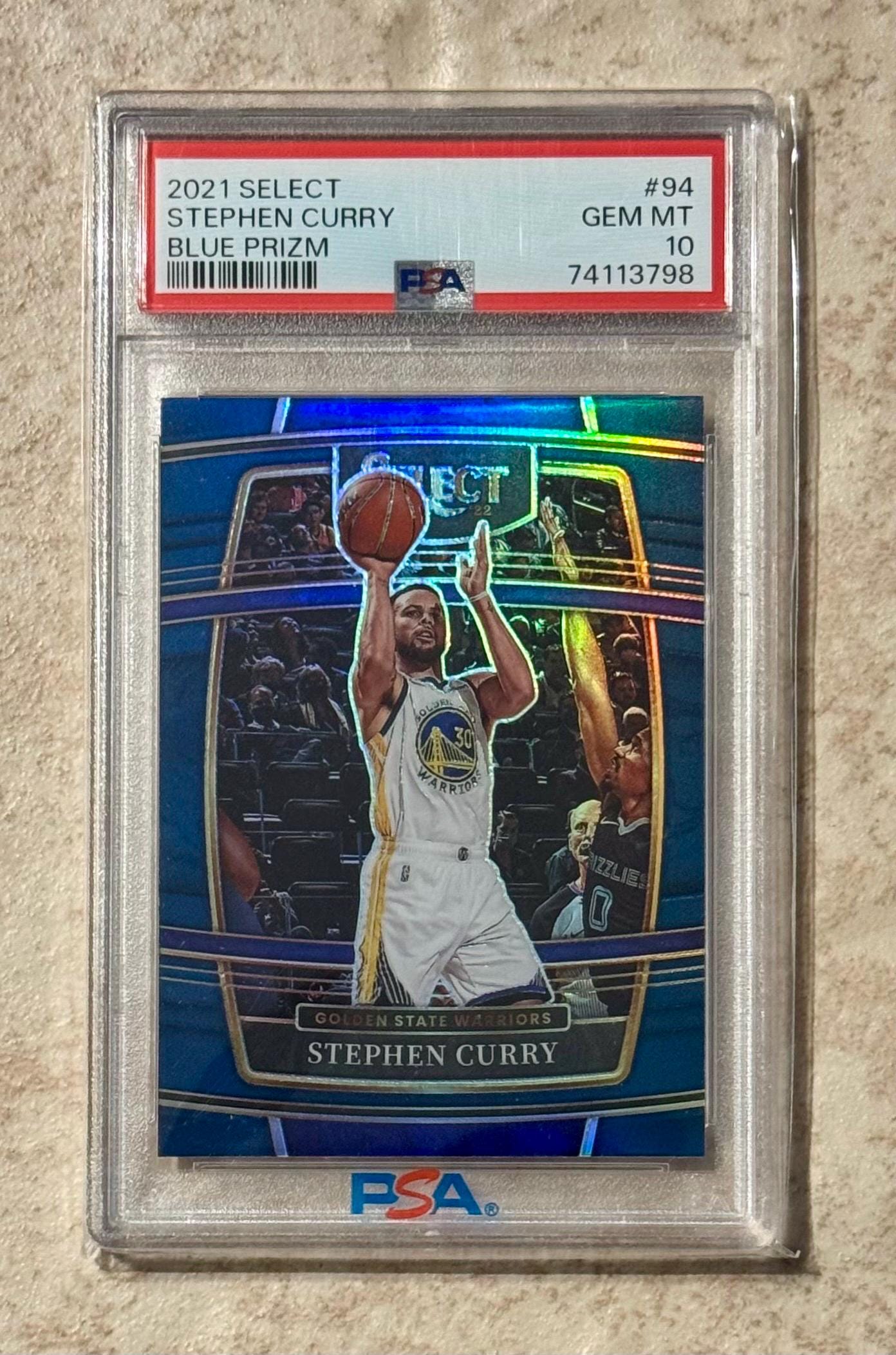 2021 Select Stephen Curry #94 Blue Prizm Warriors PSA 10 Gem Mint