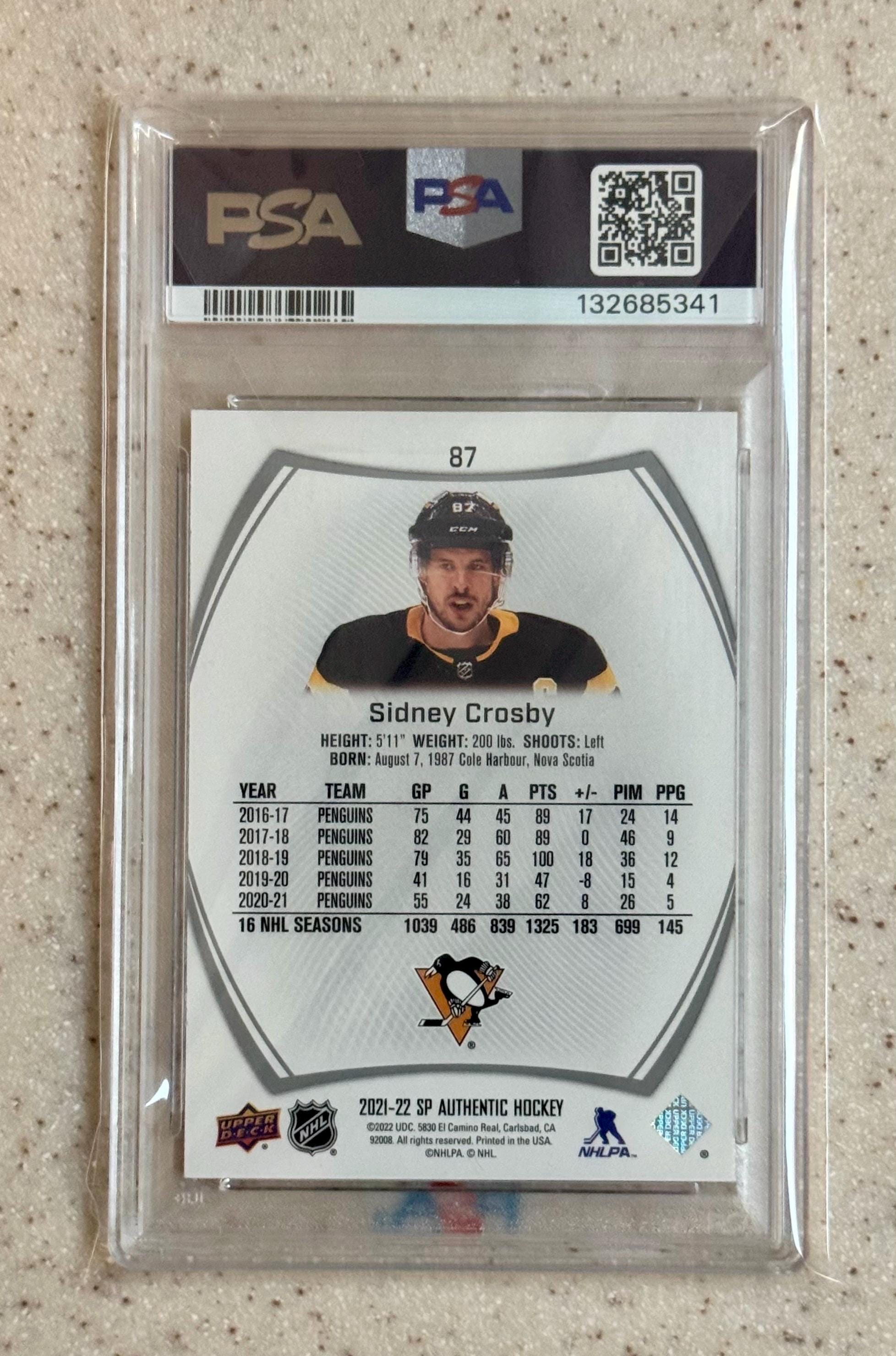 2021 SP Authentic #87 Sidney Crosby PSA 10 Gem Mint Pittsburgh