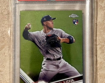 Tarjeta de novato de Aaron Judge, actualización Topps Chrome 2017, número HTM40, PSA 10 Gem Mint.
