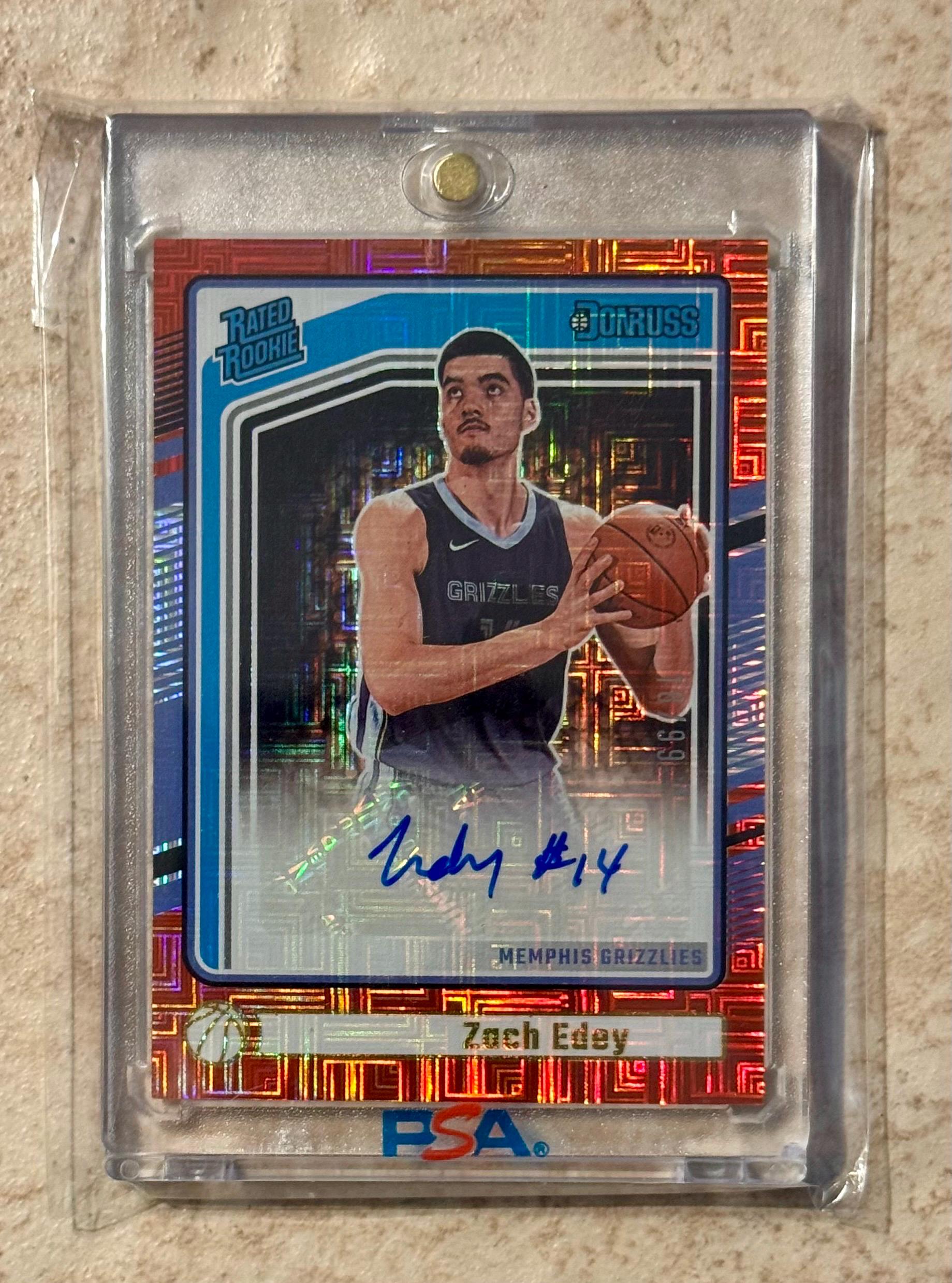 2024 -25 Donruss Zach Edey Rc Rated Rookie Red Choice Auto #d/99 