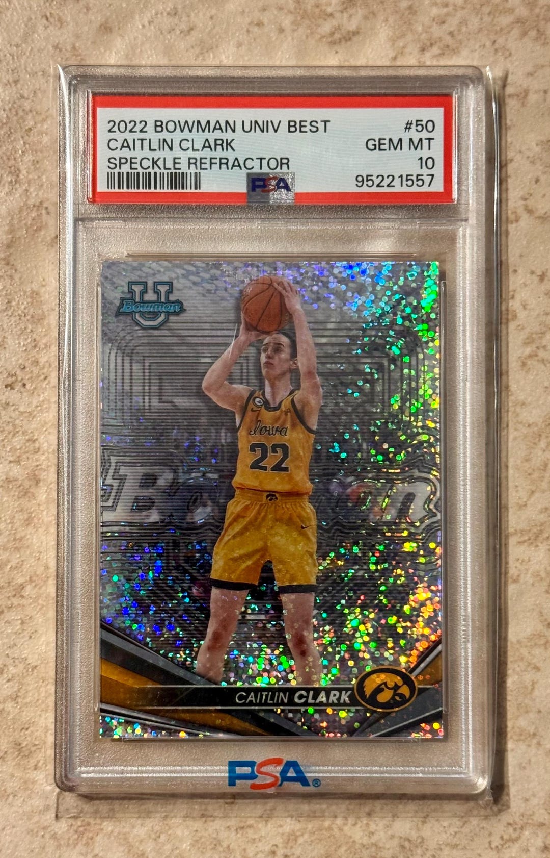 2022 Bowman University Best Caitlin Clark Speckle Refractor #50 