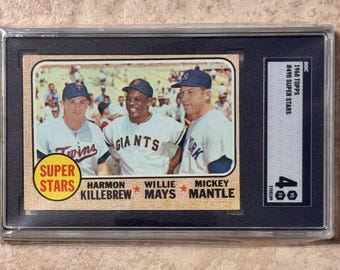 1968 Topps # 490 Super Stars Mickey Mantle Willie Mays Harmon
