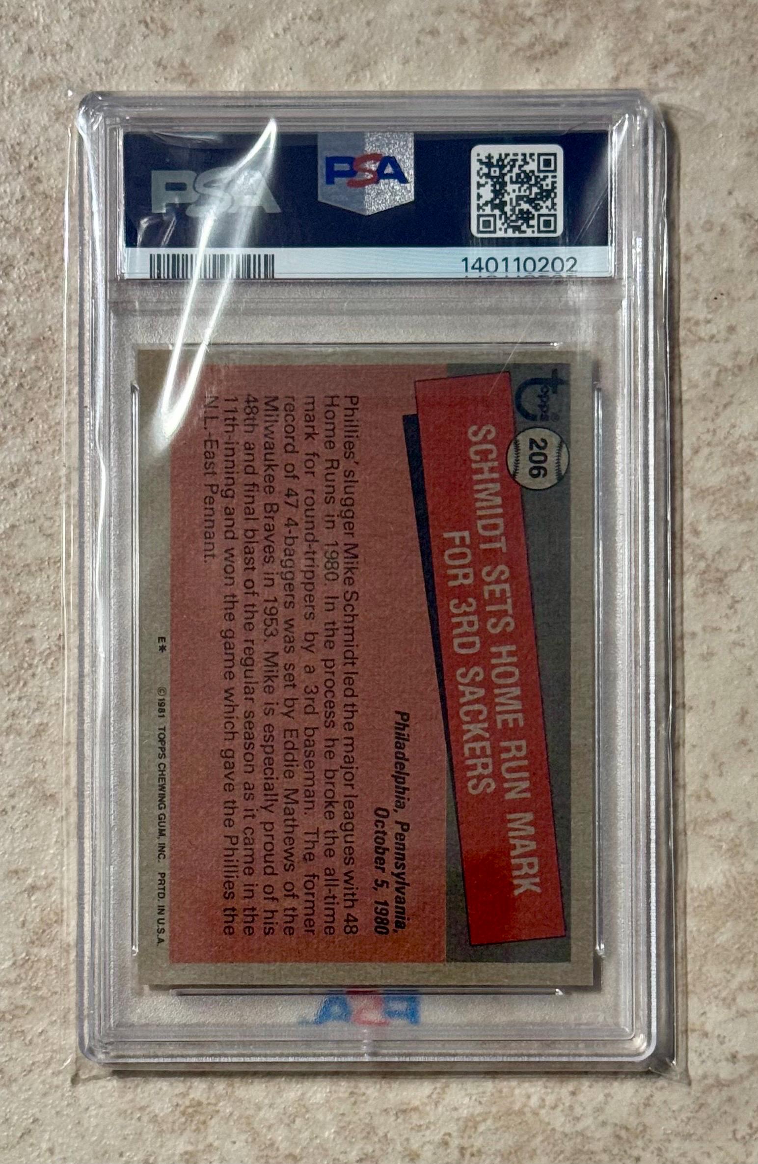 1981 Topps #206 Mike Schmidt Philadelphia Phillies HOF PSA 8 - Etsy
