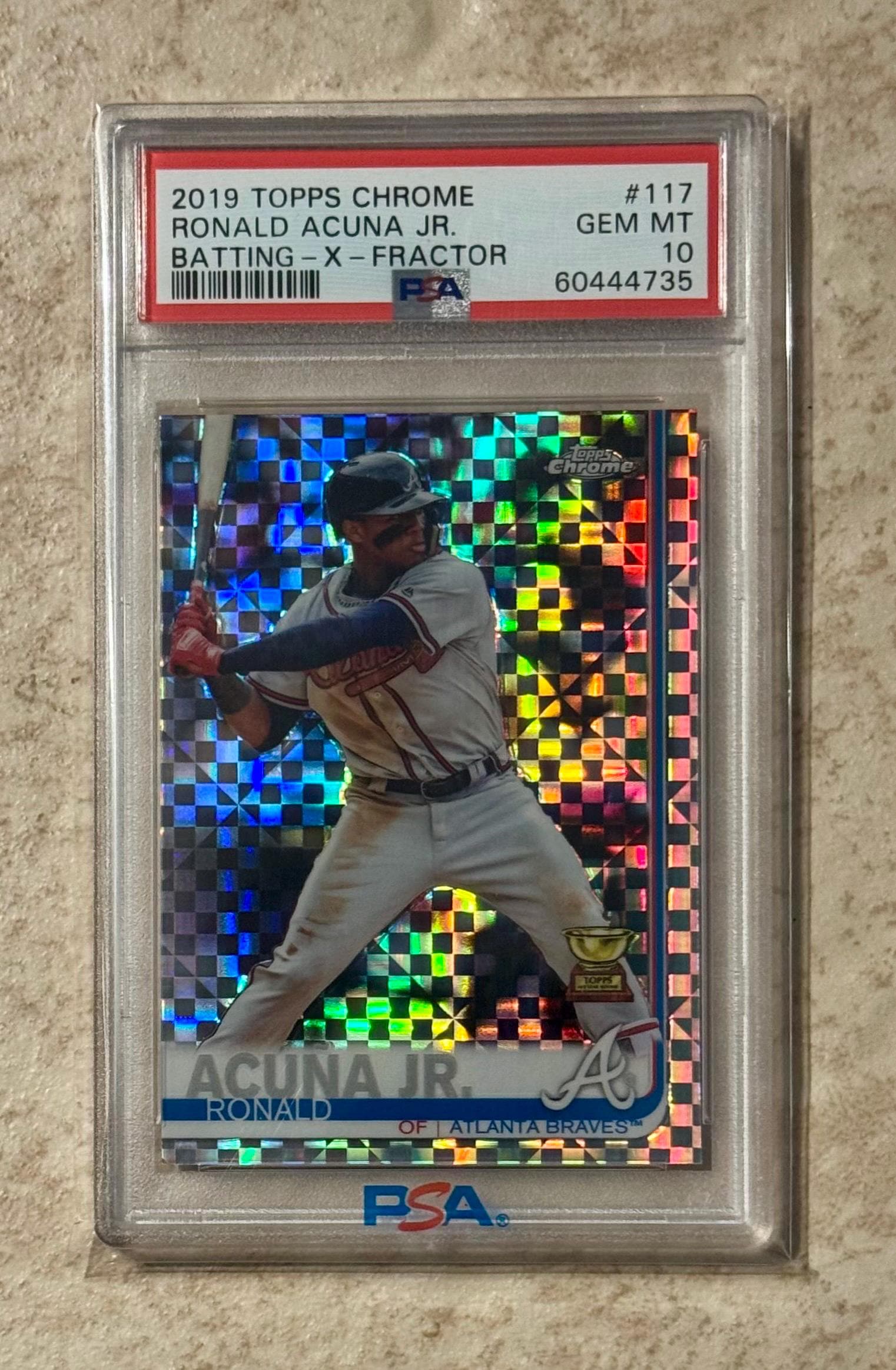 2019 Topps Chrome Ronald Acuna JR X-fractor Refractor #117 MVP PSA 