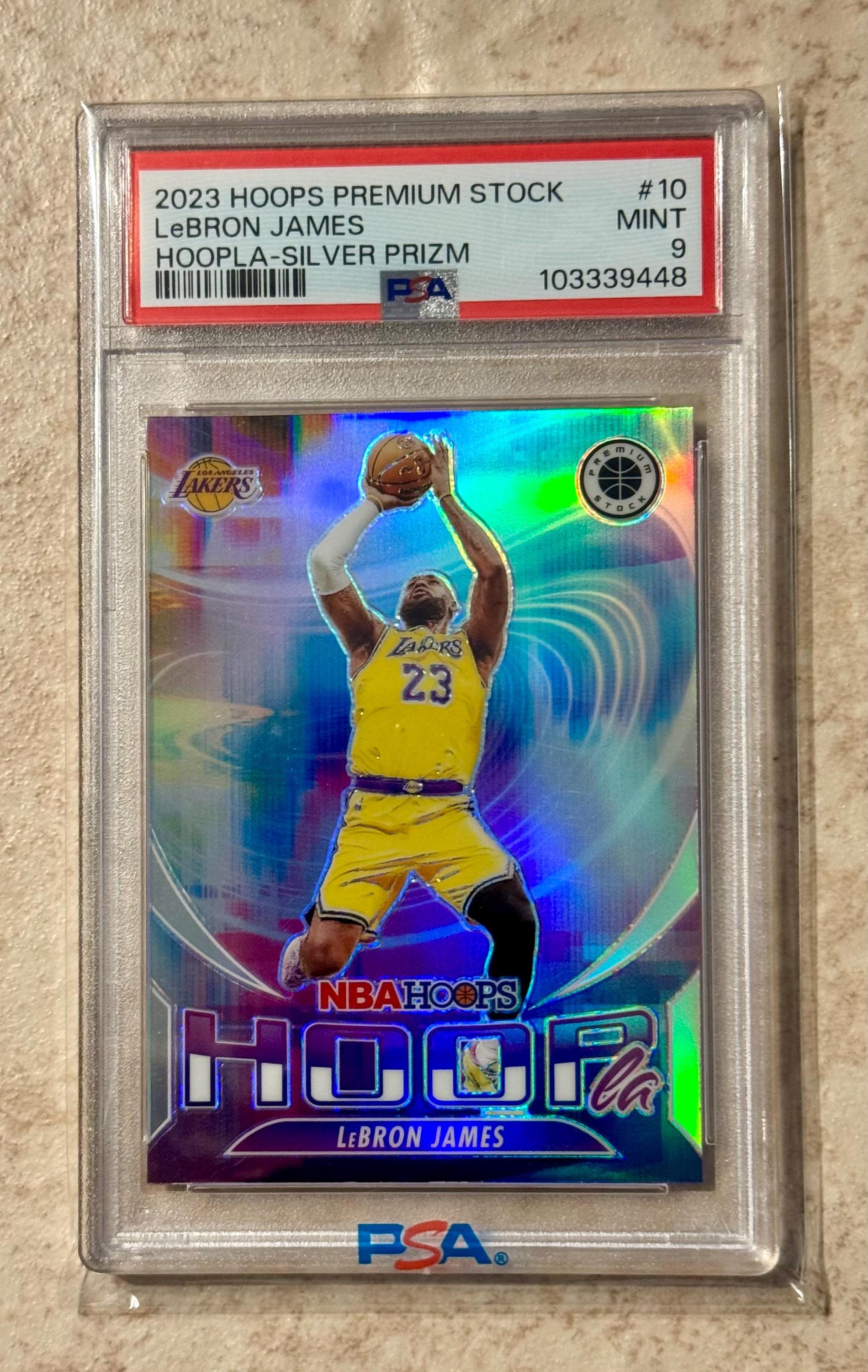 レブロン プリズム シルバー PSA 10 2023 PANINI HOOPS Premium Stock Hoopla Silver Prizm #10 Lebron