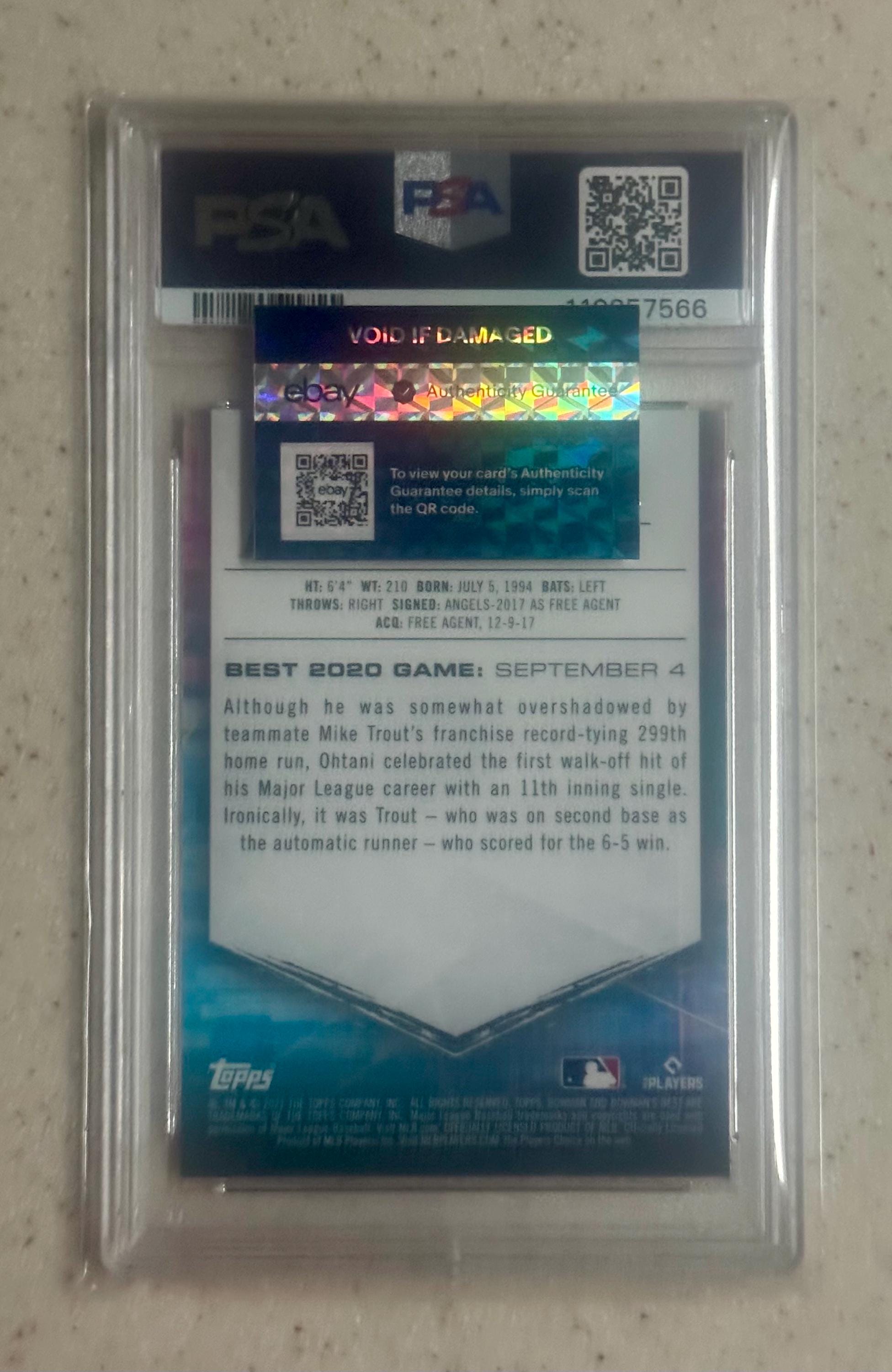 2021 Bowman's Best Shohei Ohtani #67 Atomic Refractor PSA 10 Gem