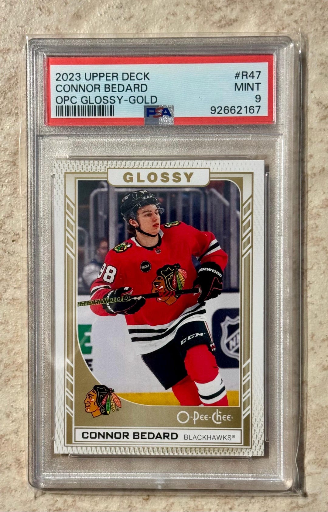 2023 Upper Deck O-pee-chee Glossy Gold #R47 Connor Bedard Rookie